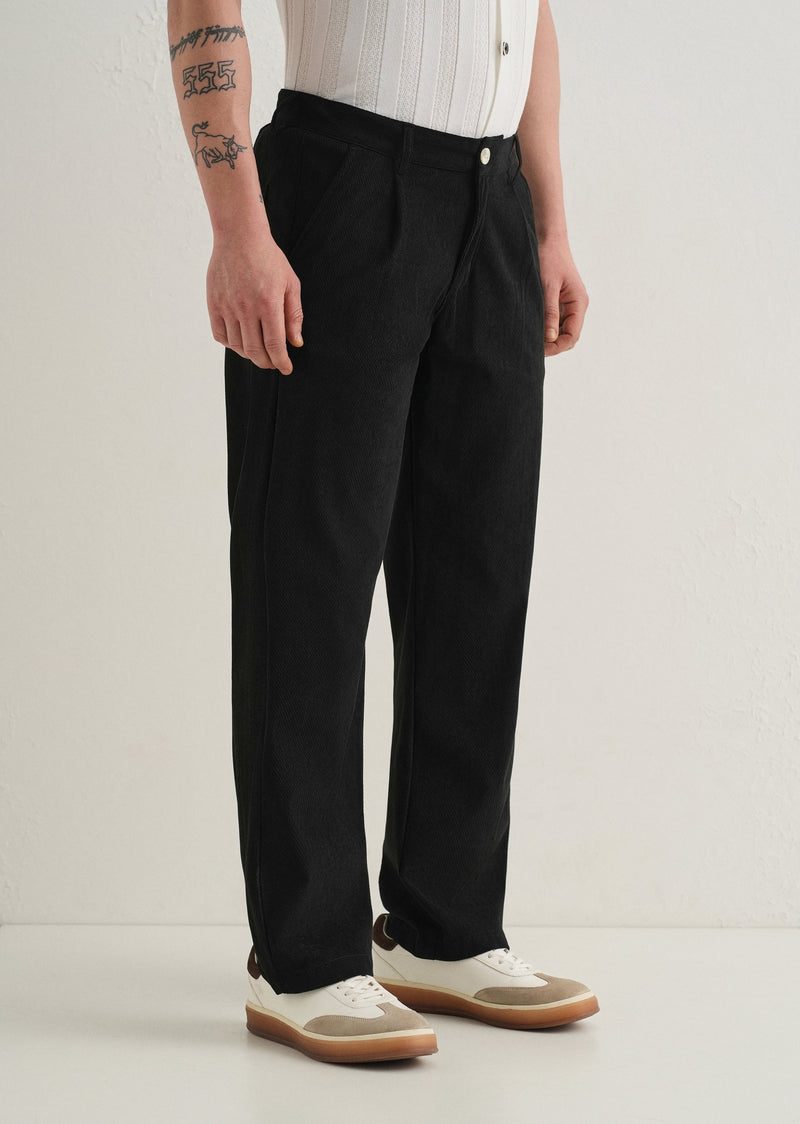 Black Textured Corduroy Pant