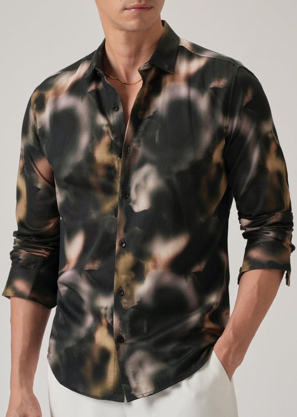 Black Wash Abstract Print Shirt