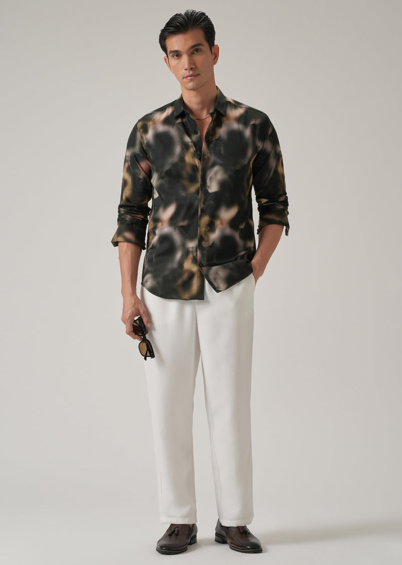 Black Wash Abstract Print Shirt