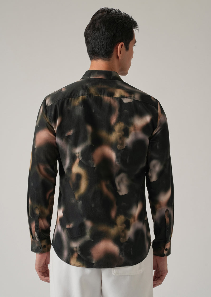 Black Wash Abstract Print Shirt