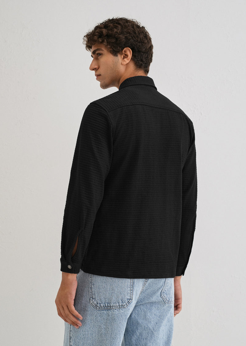 Black Zipper Polo Knit T-shirt