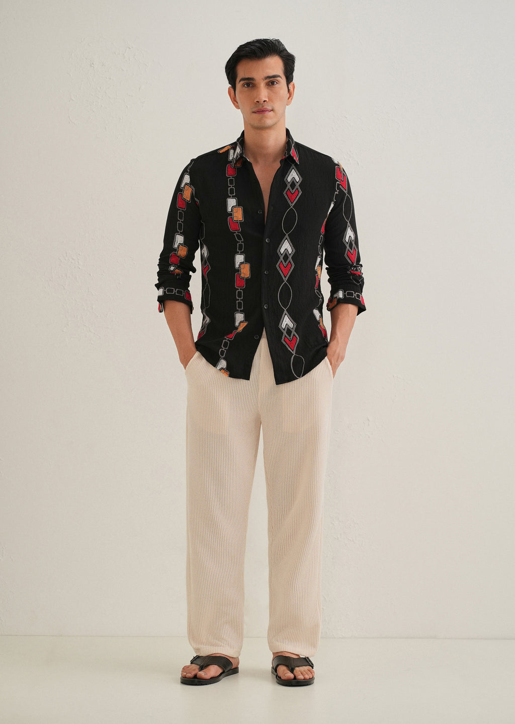 Black Abstract Embroidered Shirt