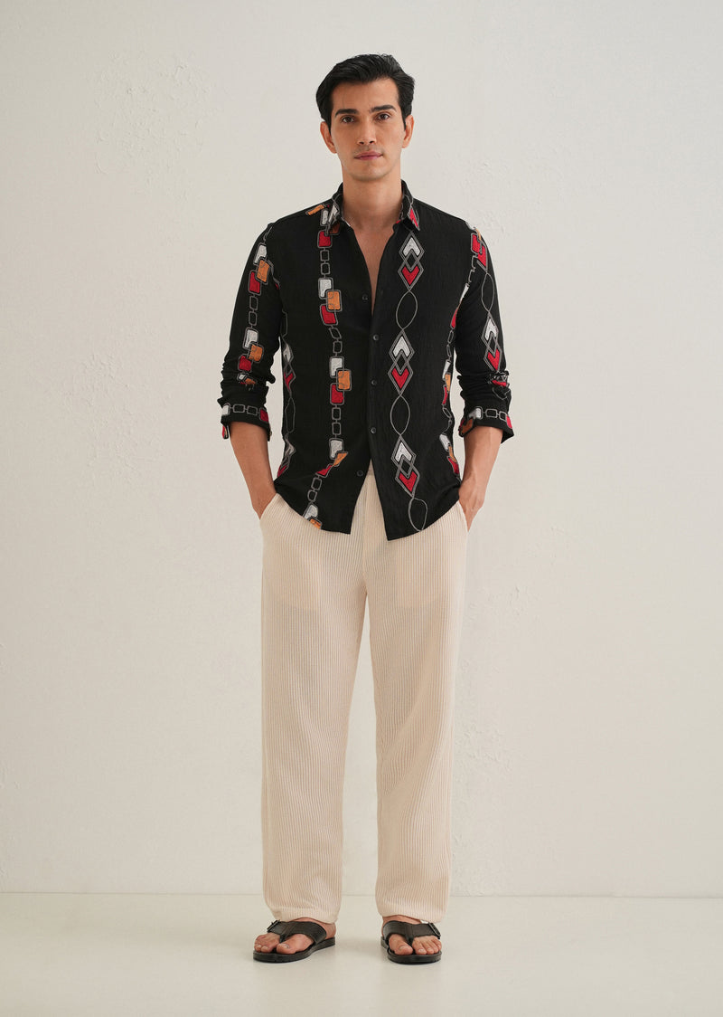 Black Abstract Embroidered Shirt