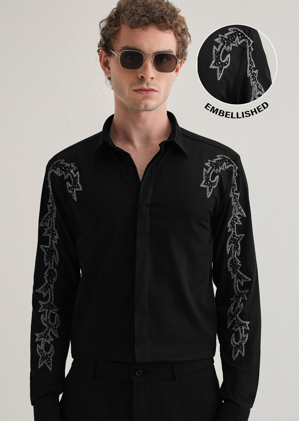 Black Embellished Designer Shirt
