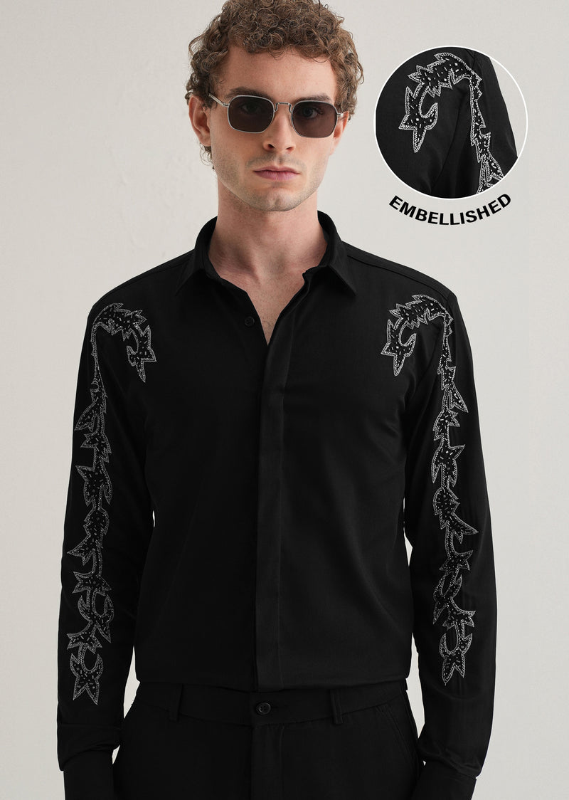 Black Embellished Designer Shirt