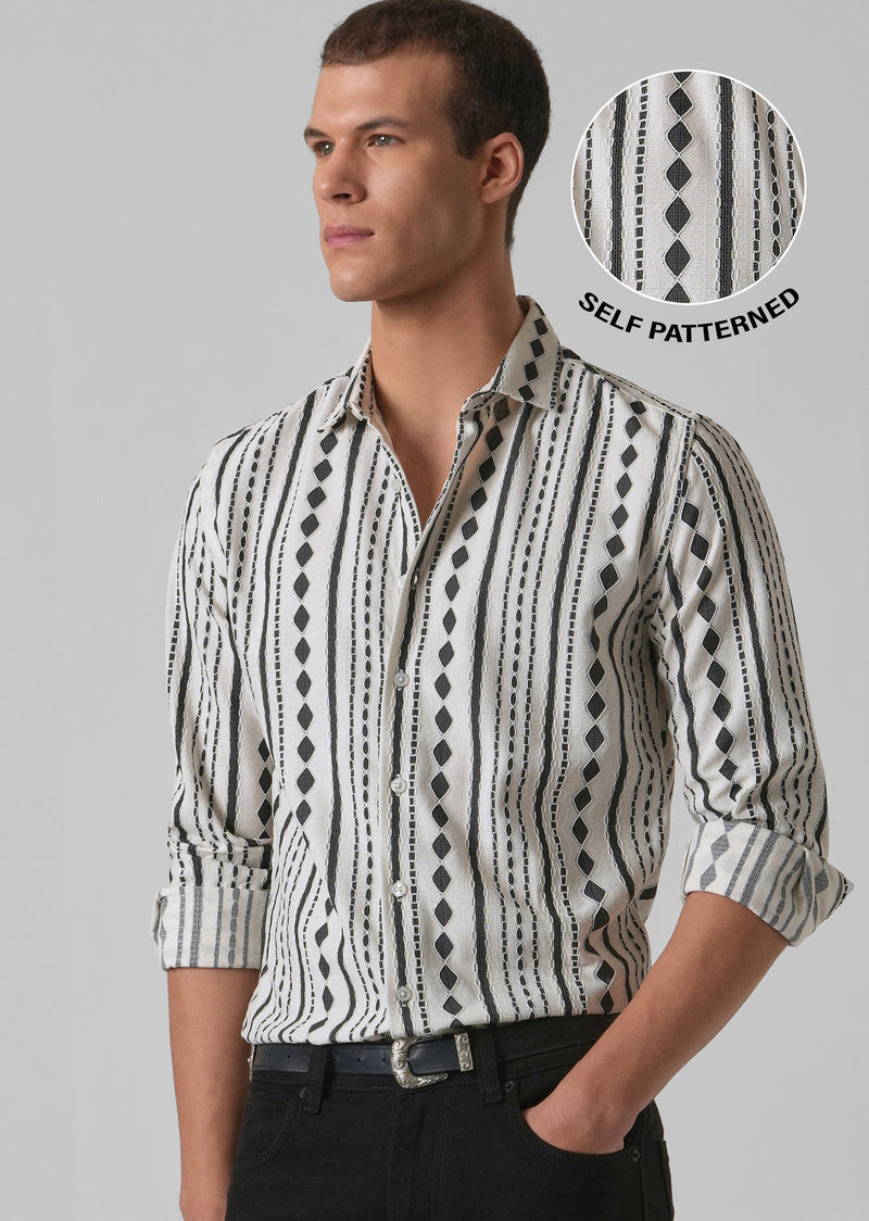 Sable Black Self Pattern Shirt