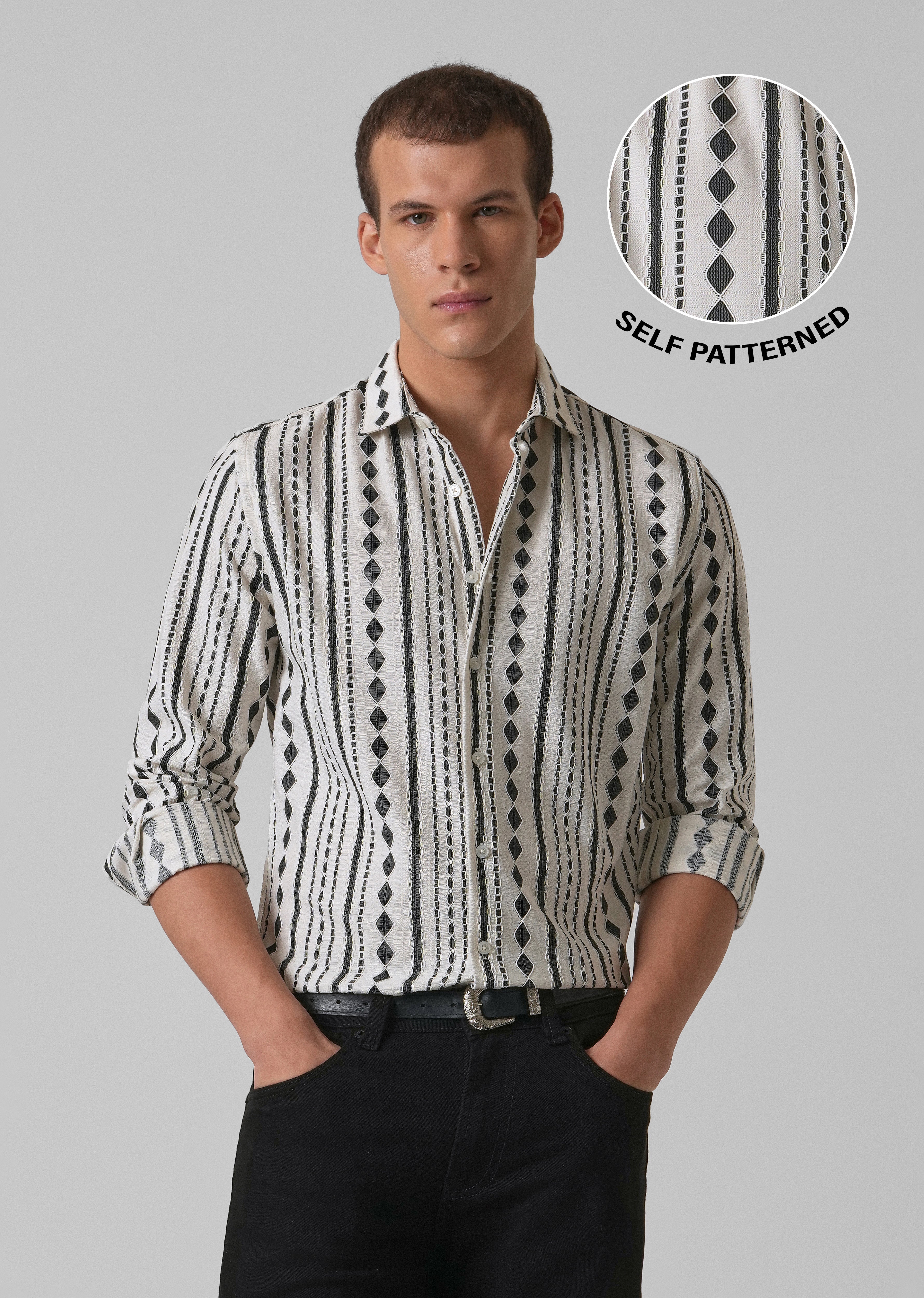 Sable Black Self Pattern Shirt