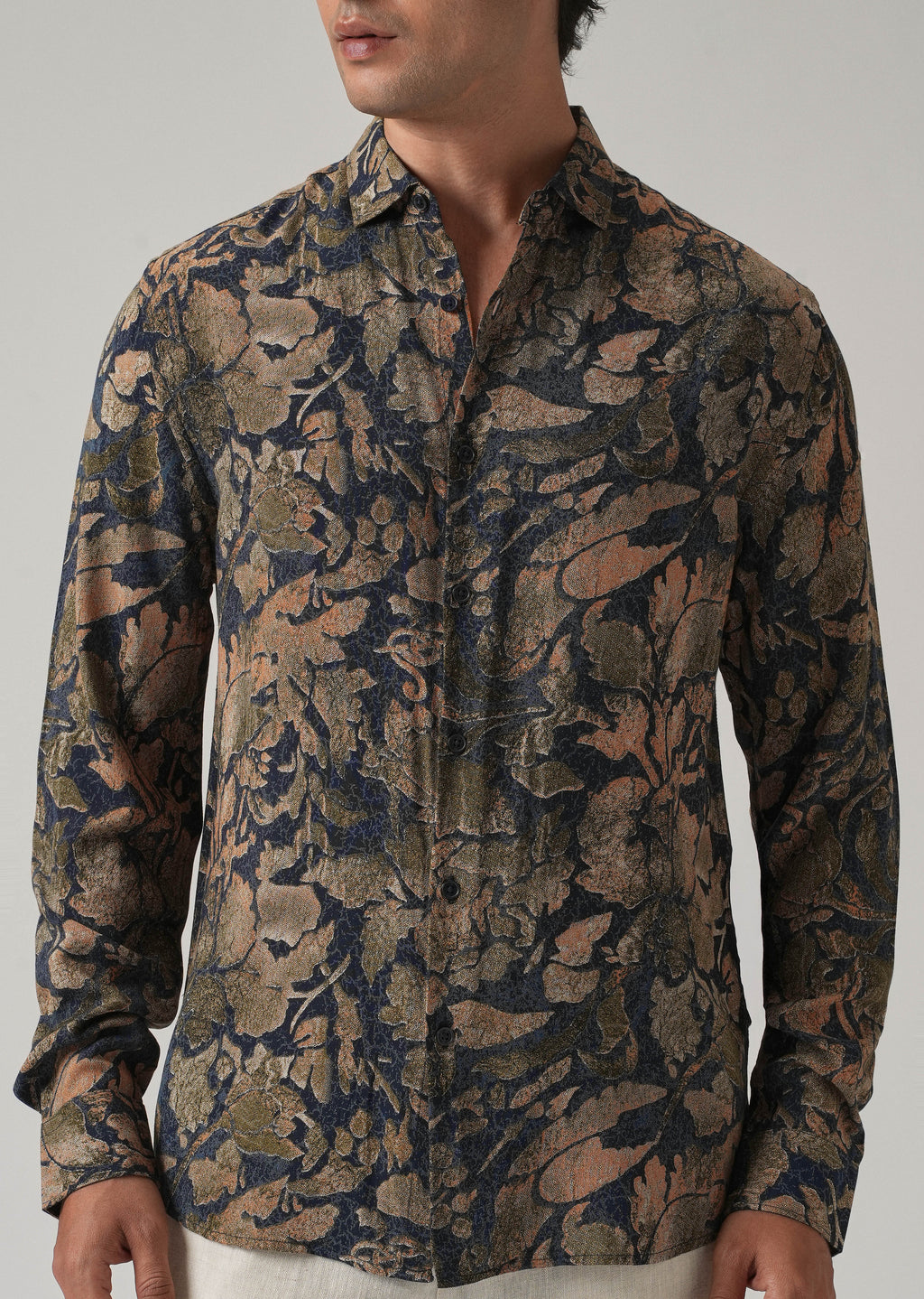 Blue Abstract Distress Print Feather Shirt