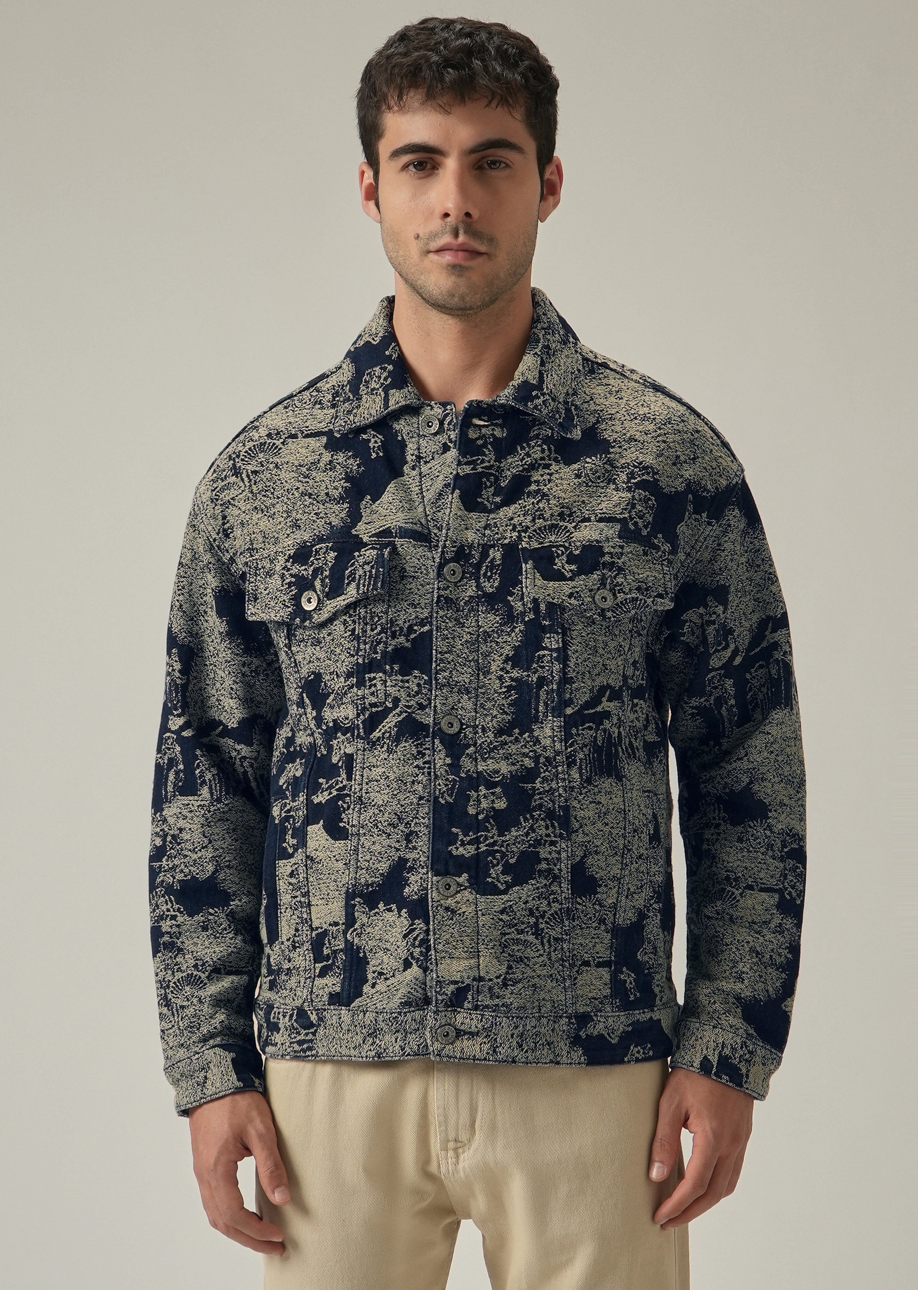 Blue Denim Jacquard Jacket