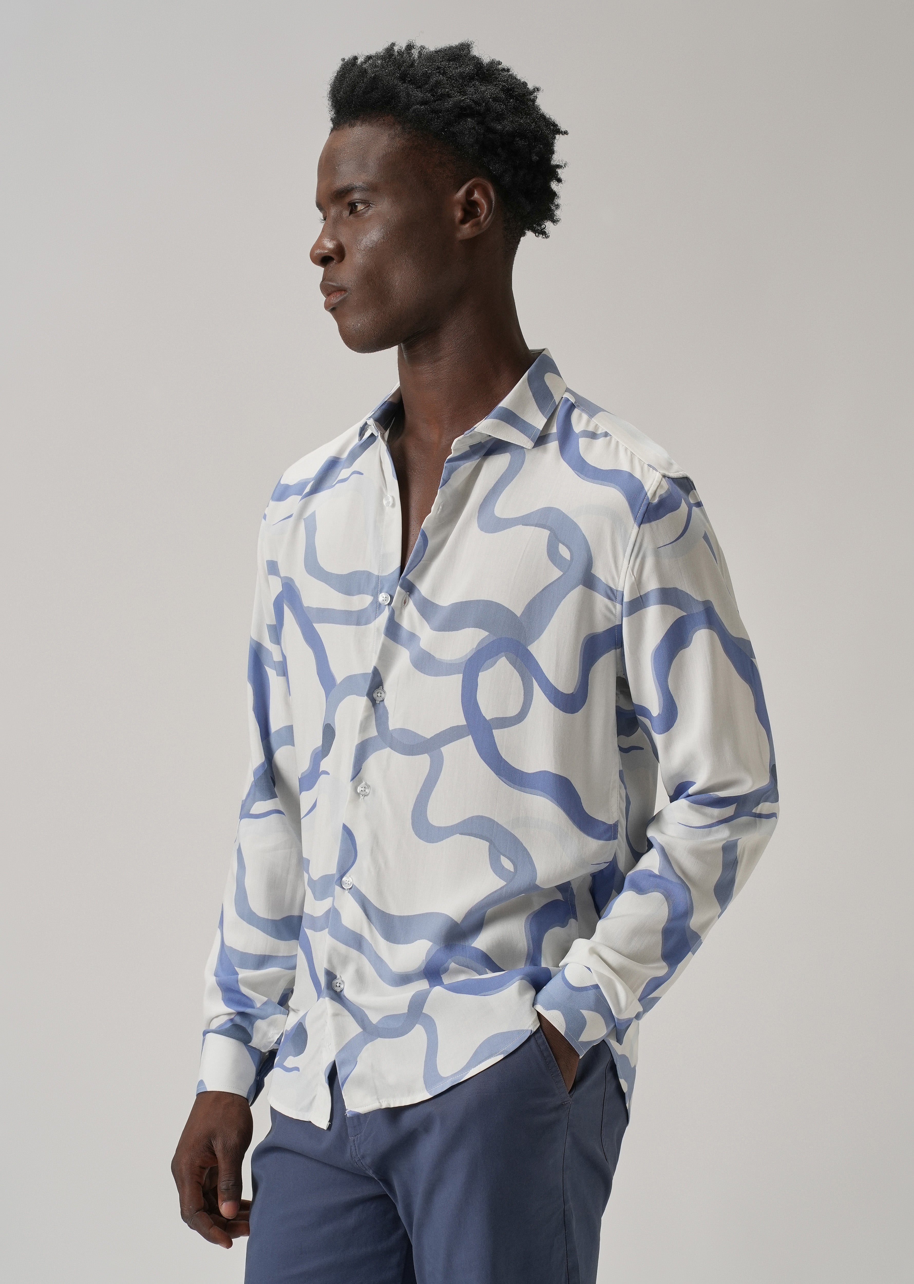Blue Graffiti Printed Shirt