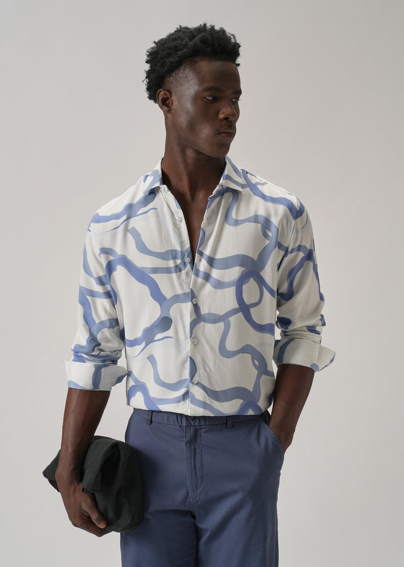 Blue Graffiti Printed Shirt