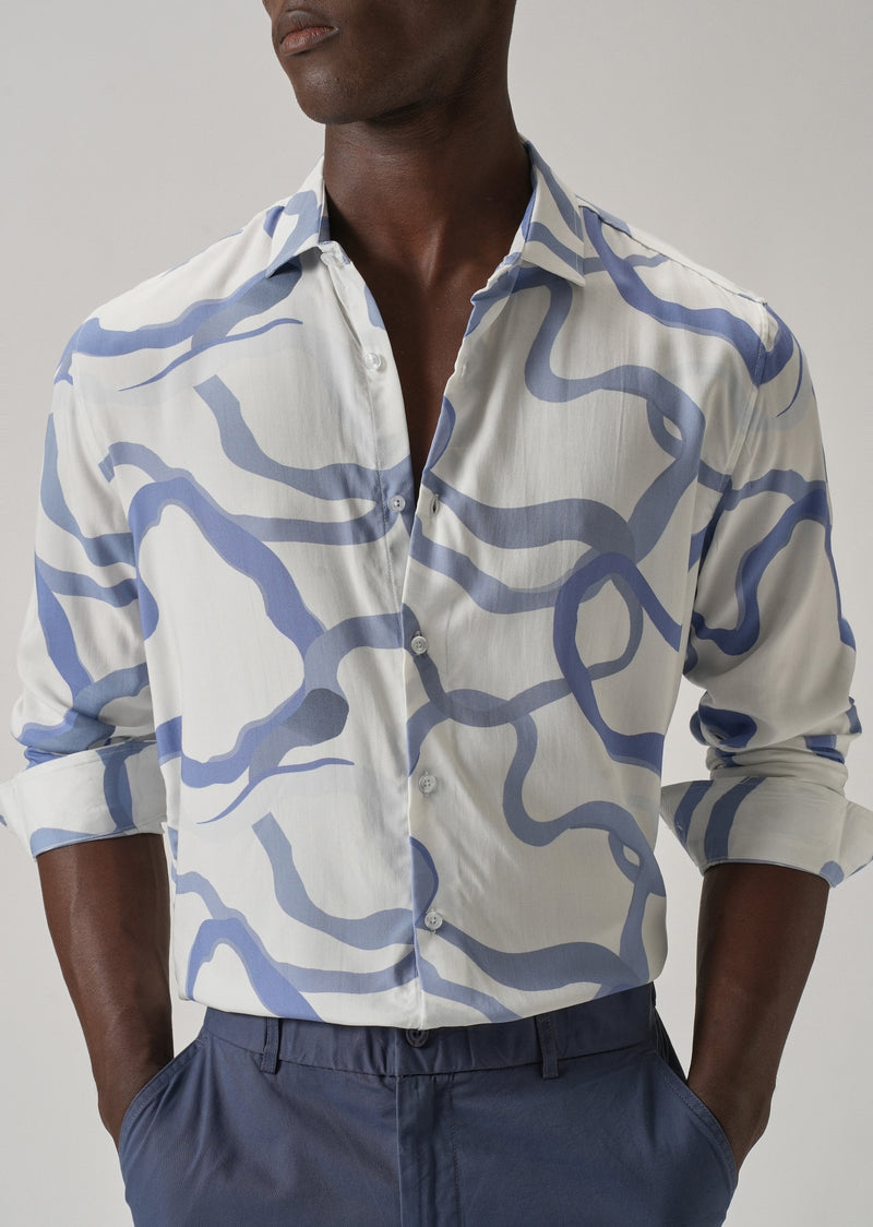 Blue Graffiti Printed Shirt