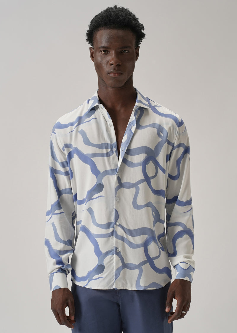 Blue Graffiti Printed Shirt