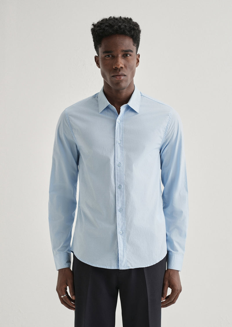 Blue Plain Cotton Shirt