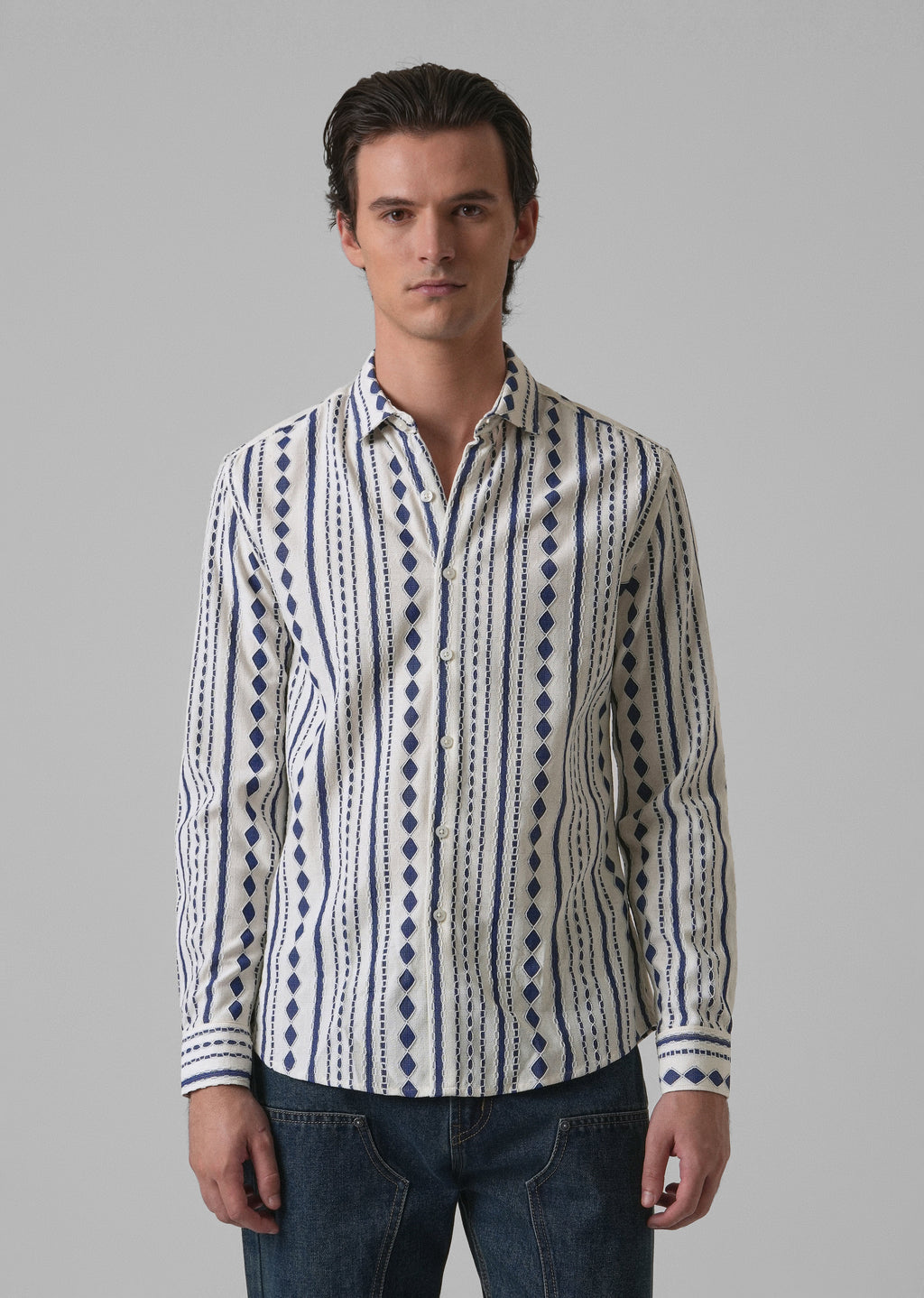 Blue Self Pattern Shirt