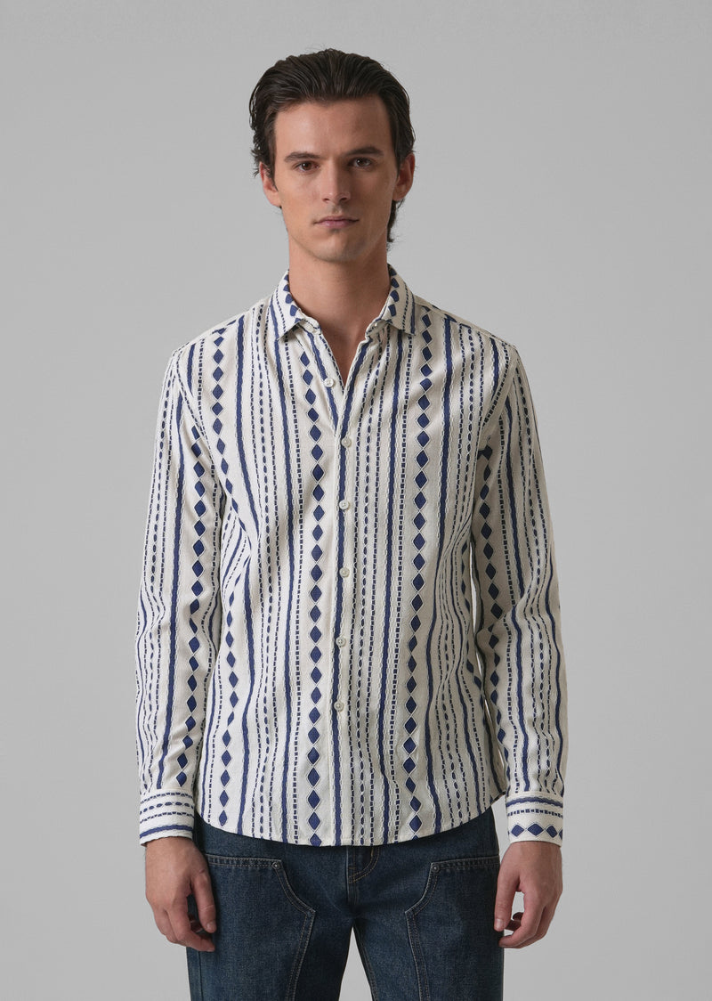 Blue Self Pattern Shirt