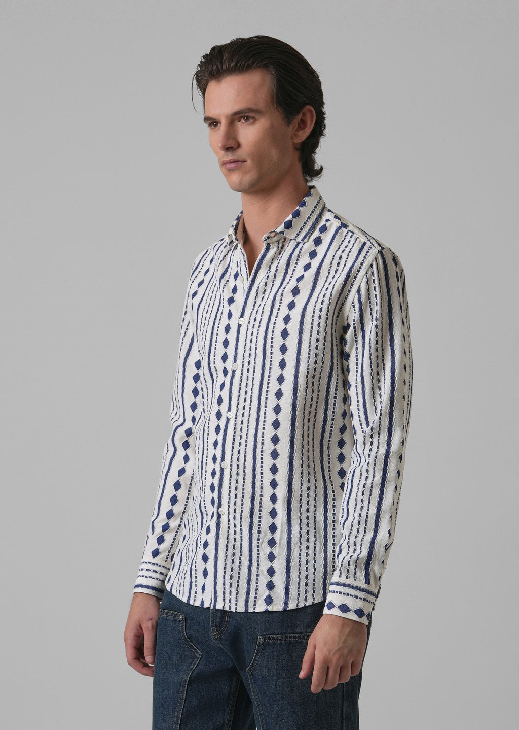 Blue Self Pattern Shirt