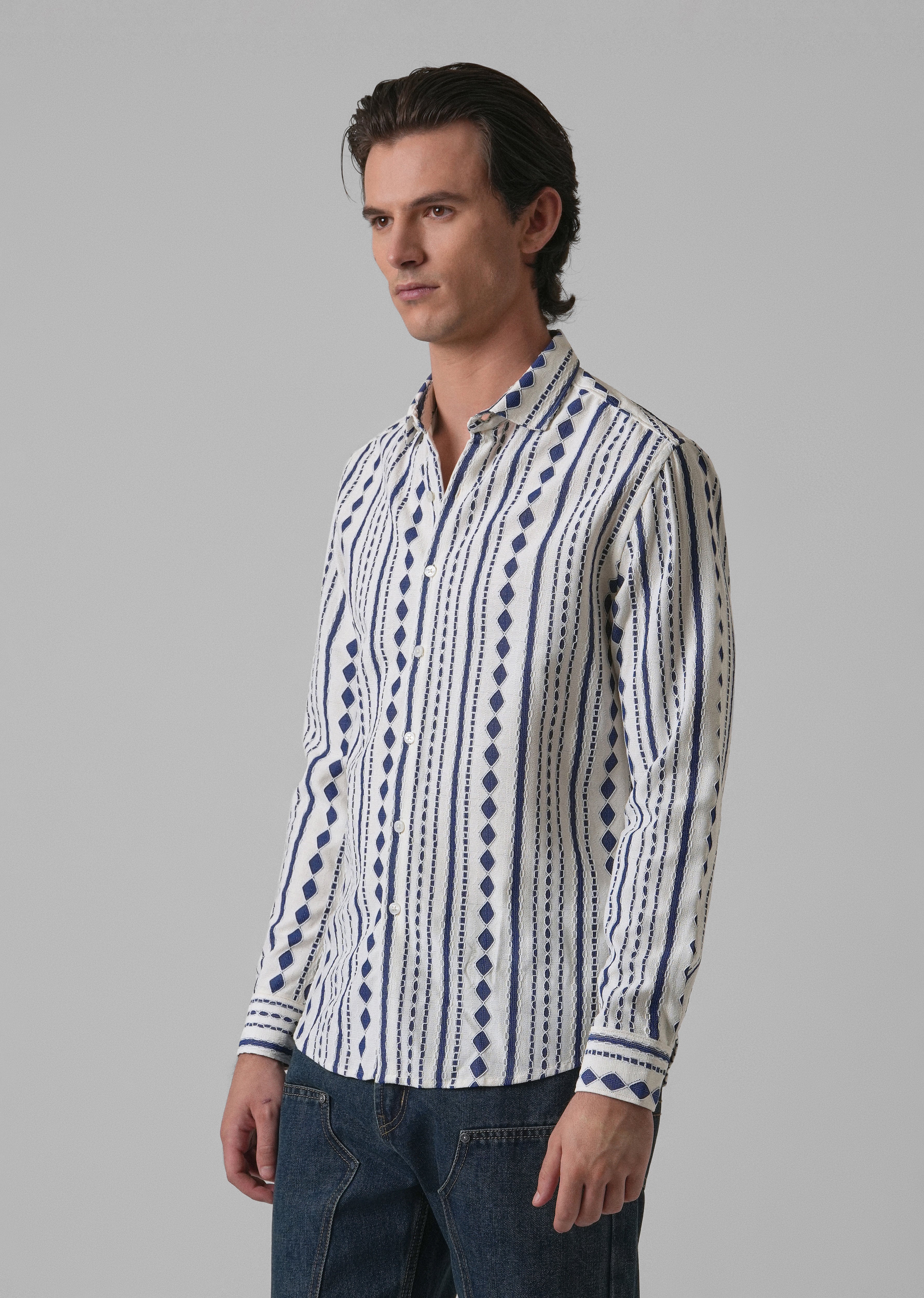 Blue Self Pattern Shirt