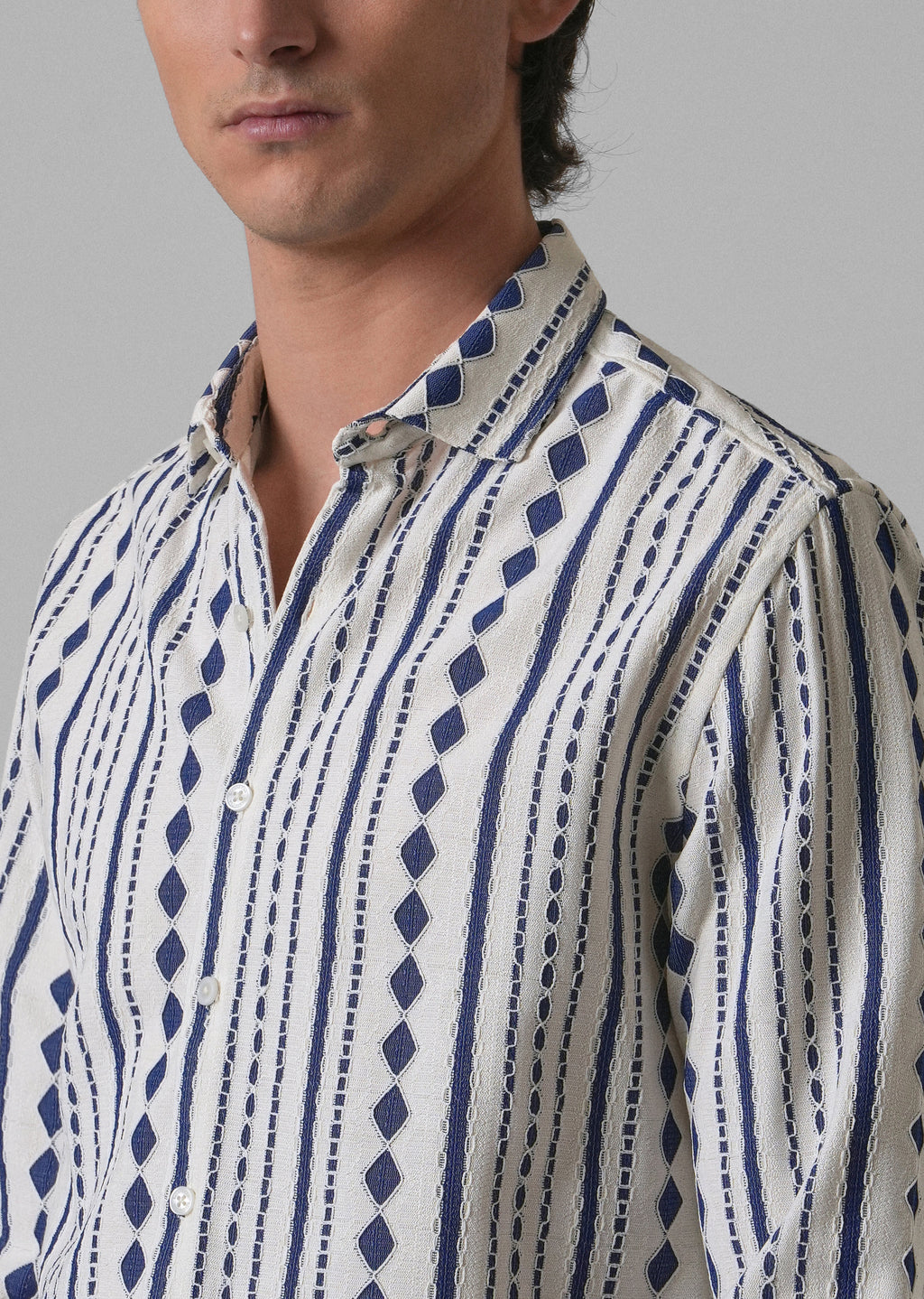 Blue Self Pattern Shirt