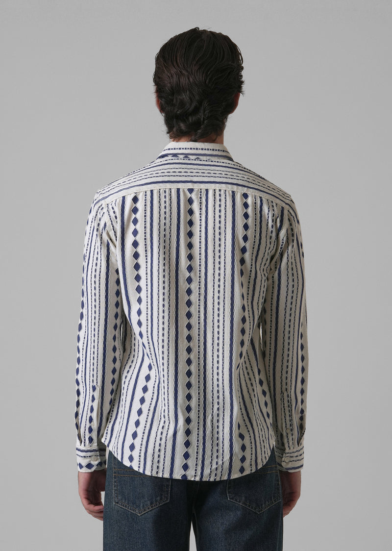 Blue Self Pattern Shirt