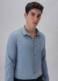 Blue Plain Stitchless Stretch Shirt