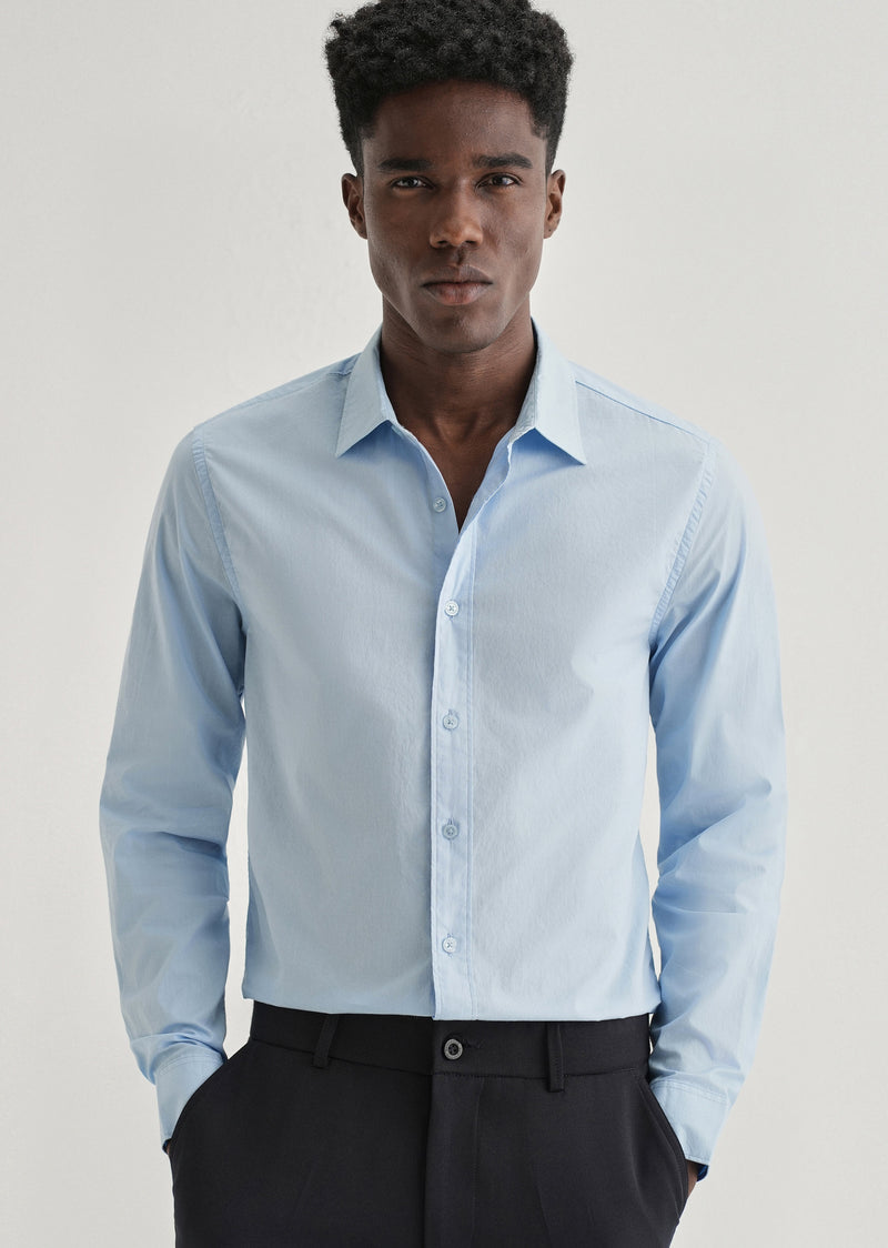 Blue Plain Cotton Shirt