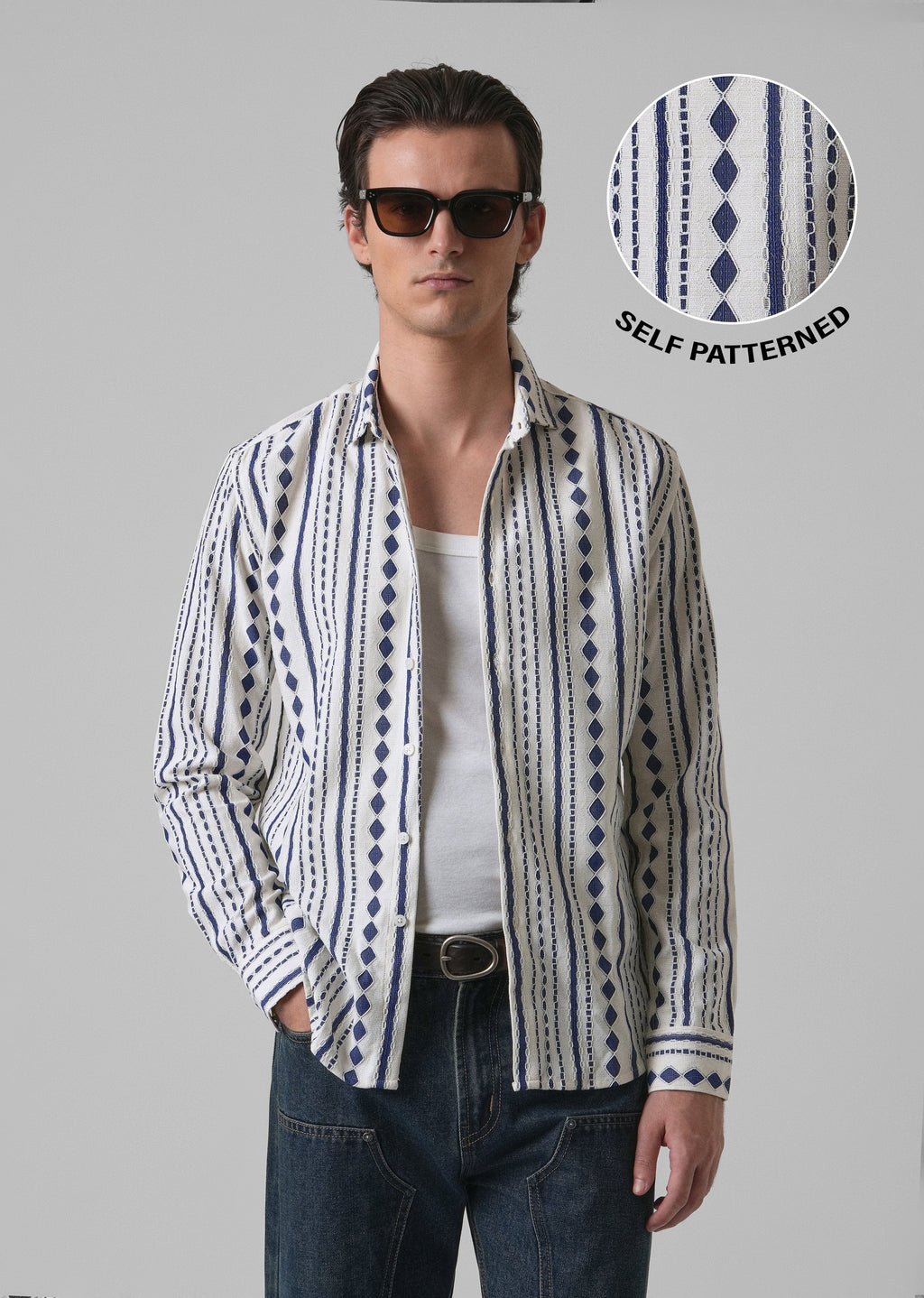 Blue Self Pattern Shirt