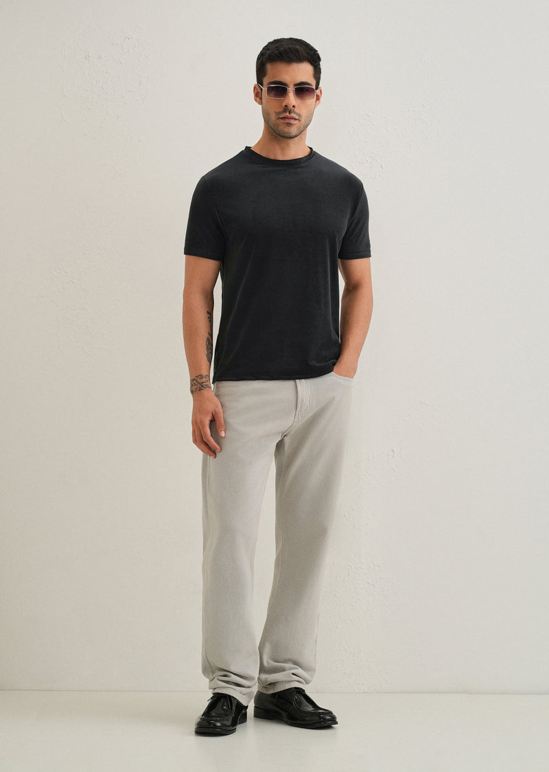 Bold Black Plain Suede T-shirt