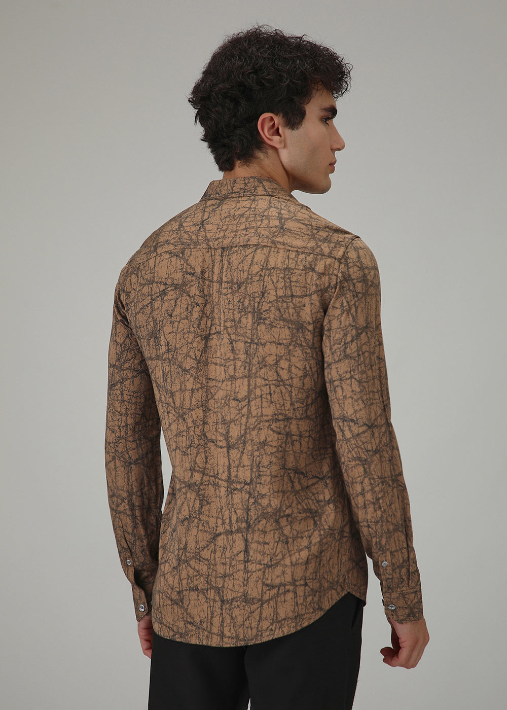 Brown Cracked AbstractÂ PrintedÂ Shirt