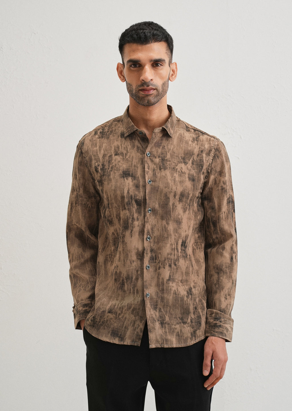 Brown Multi Tone Abstract Printed Shirt