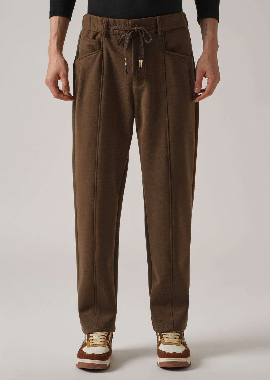 Brown Corduroy Relaxed Fit Drawstring Pant