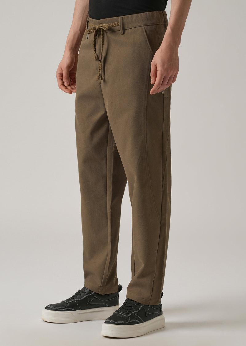 Brown Relaxed Fit Tie Waist Pant