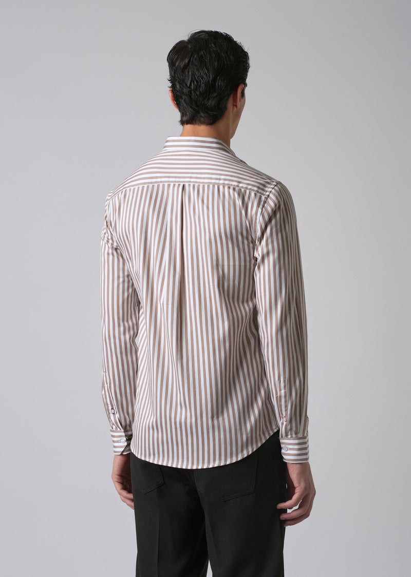 Brown Satin Pin Stripe Shirt