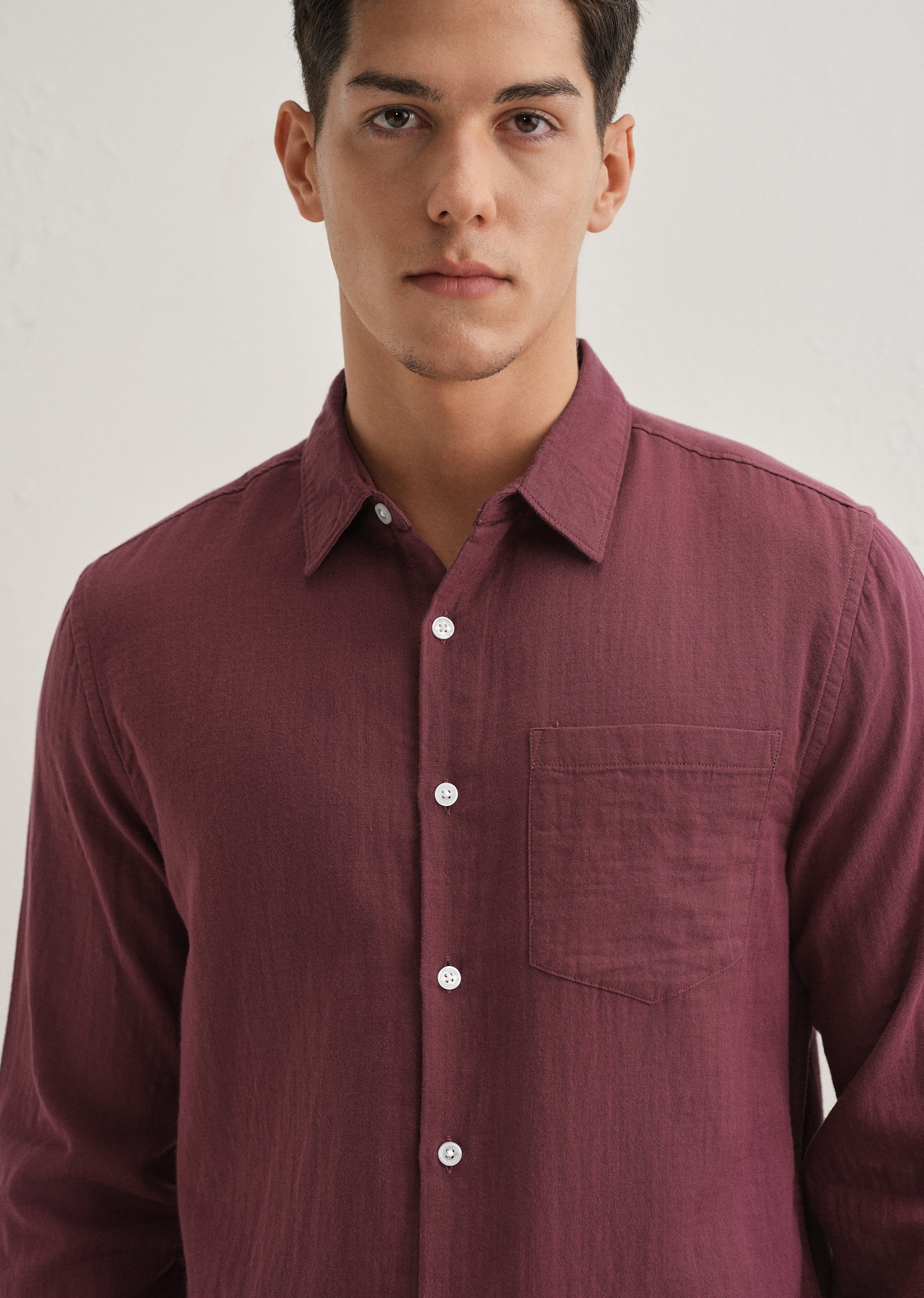 Burgundy Double Cloth Cotton Shirt