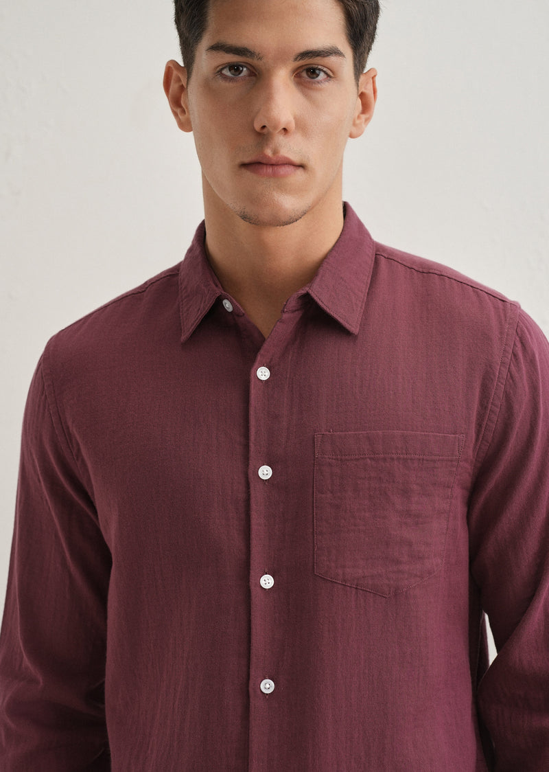 Burgundy Double Cloth Cotton Shirt
