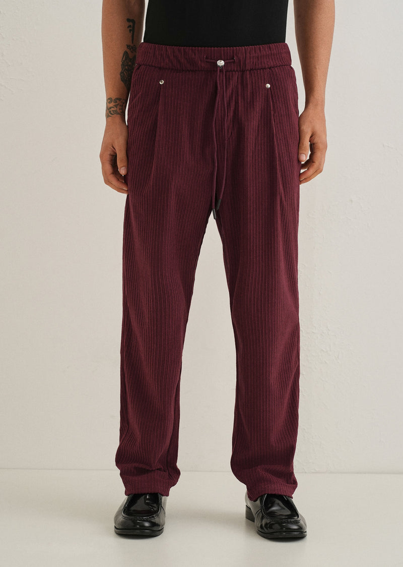 Burgundy Red Drawstring Corduroy Pant