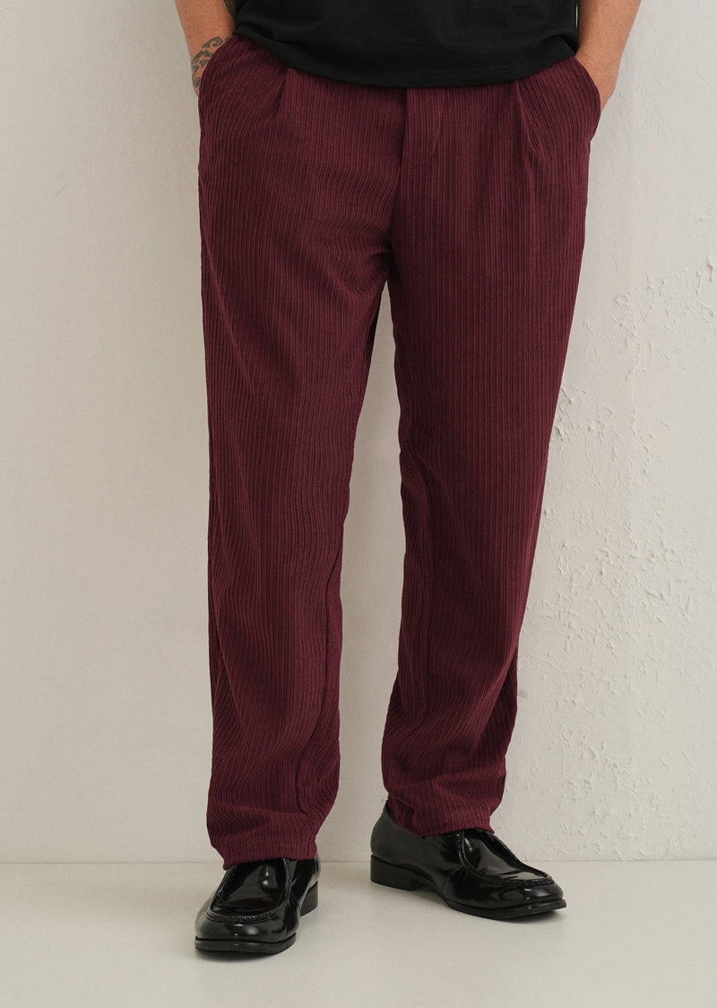 Burgundy Red Drawstring Corduroy Pant