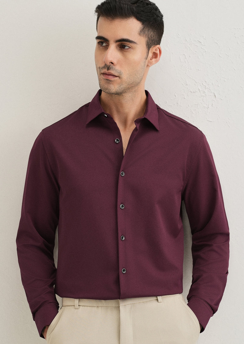 Burgundy Wrinkle Free Plain Shirt