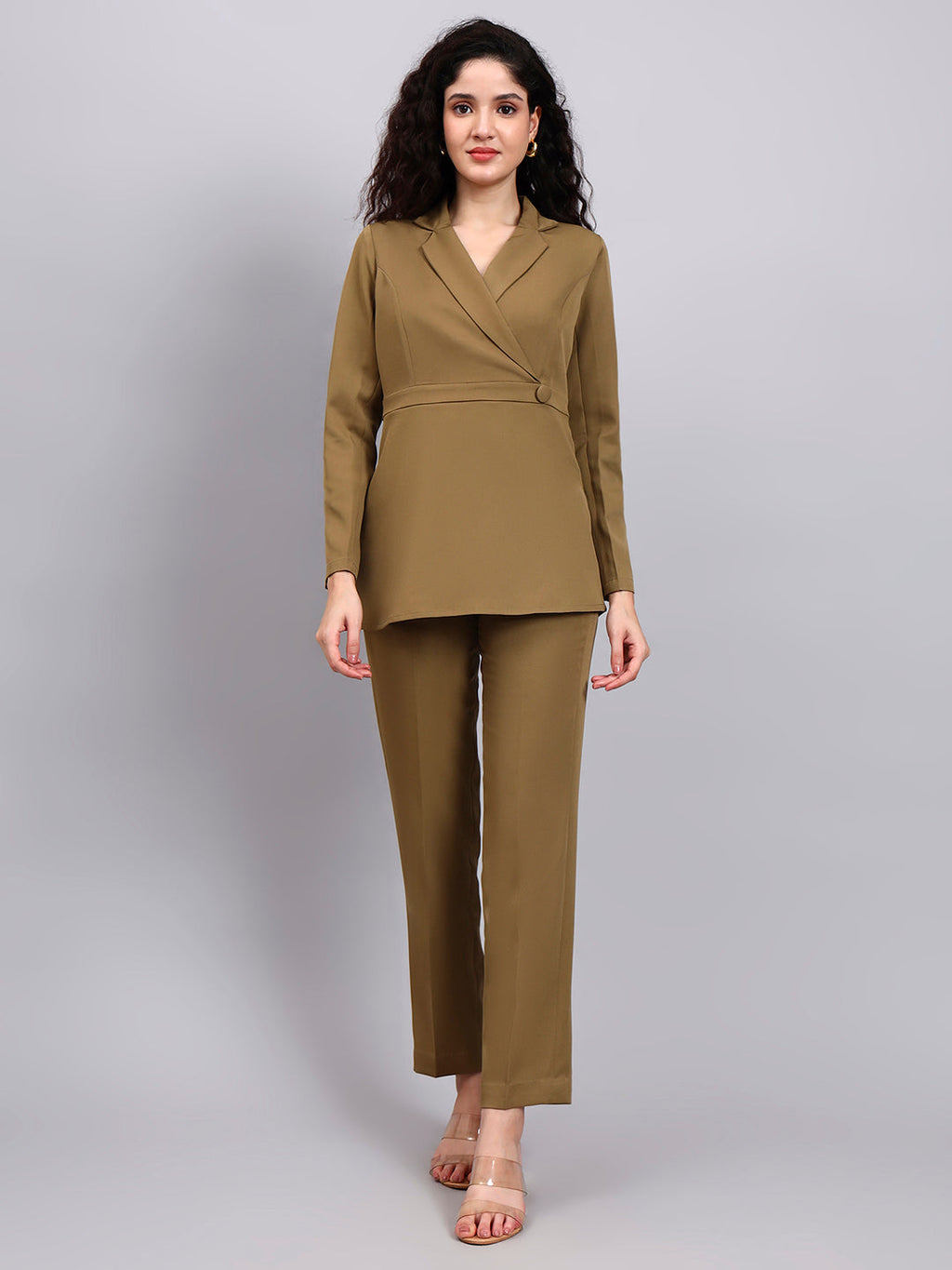 Women Willow Green Co-Ord Set with Wrap top