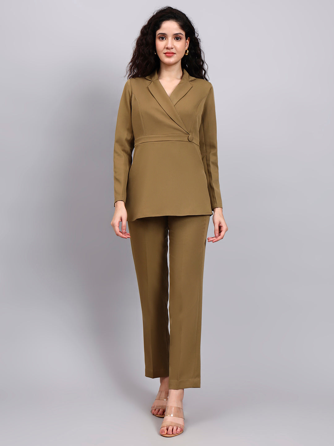 Women Willow Green Co-Ord Set with Wrap top