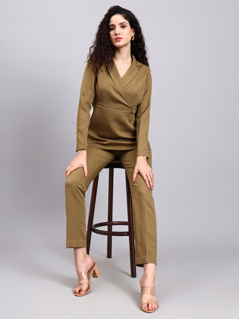 Women Willow Green Co-Ord Set with Wrap top