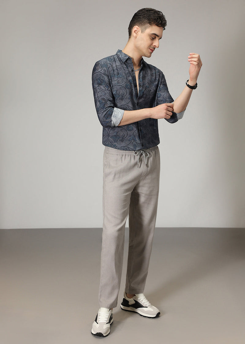 Charcoal Floral Print Shirt