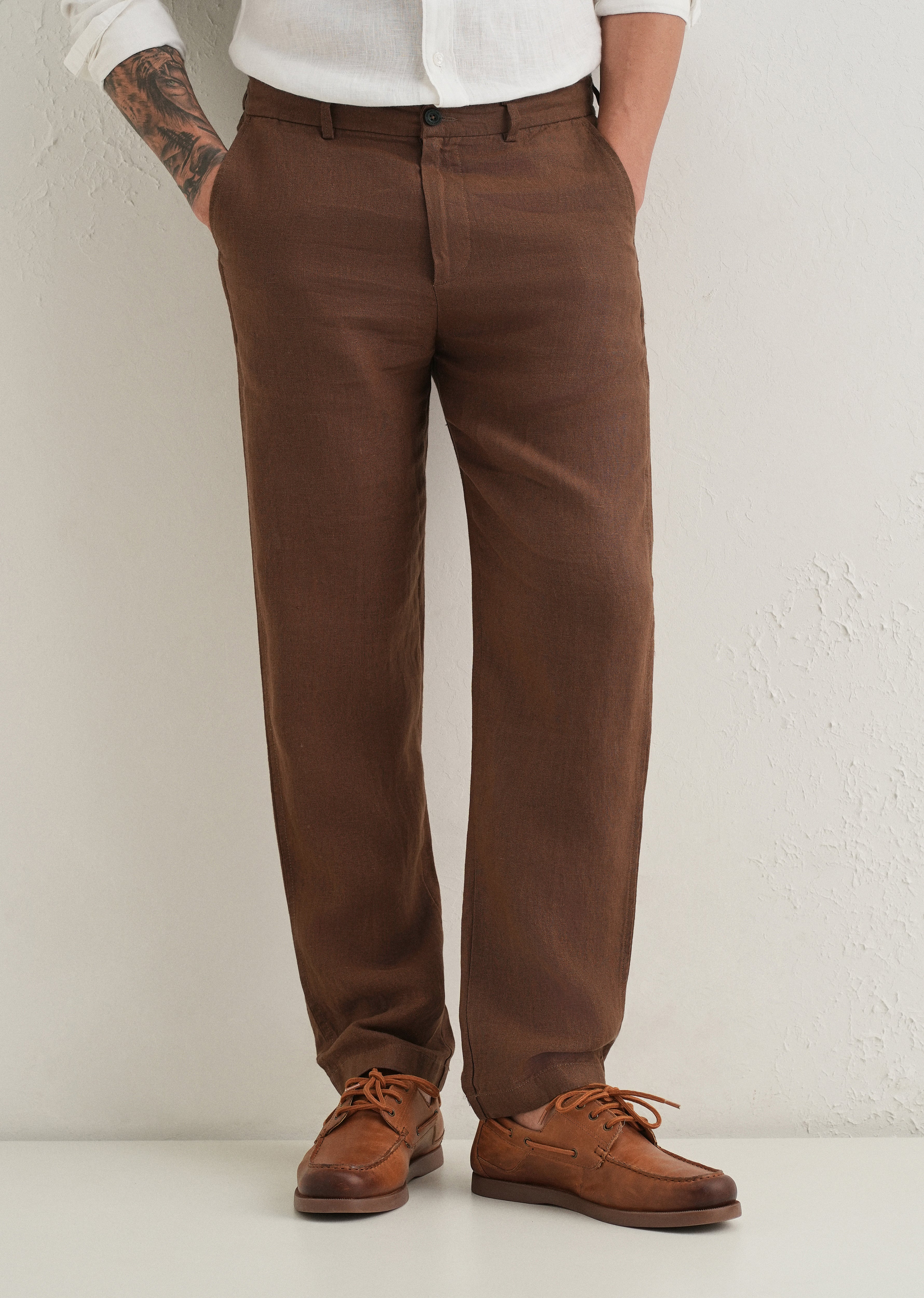 Chestnut Brown Linen Pant