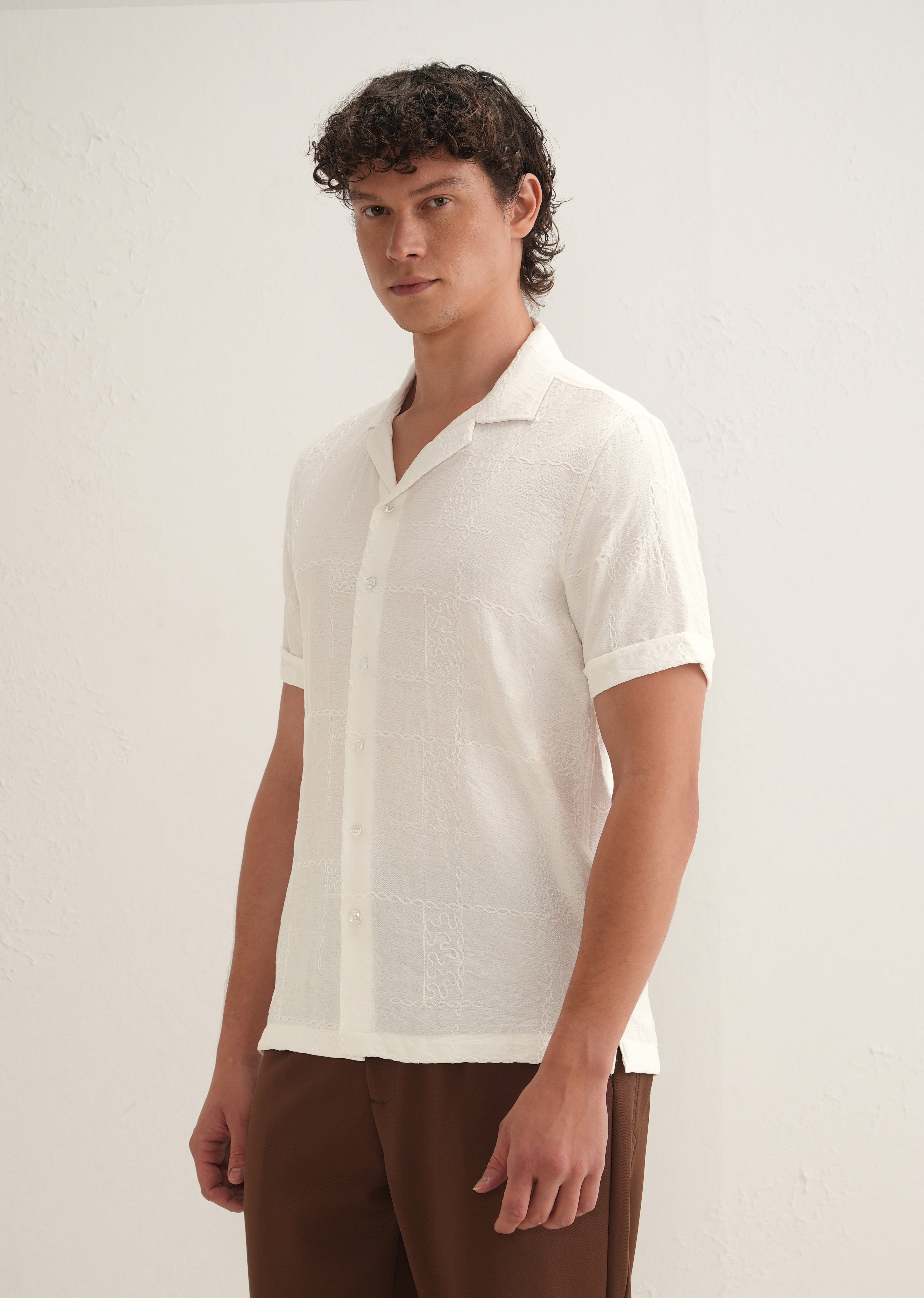 Cloud White Embroidery Shirt