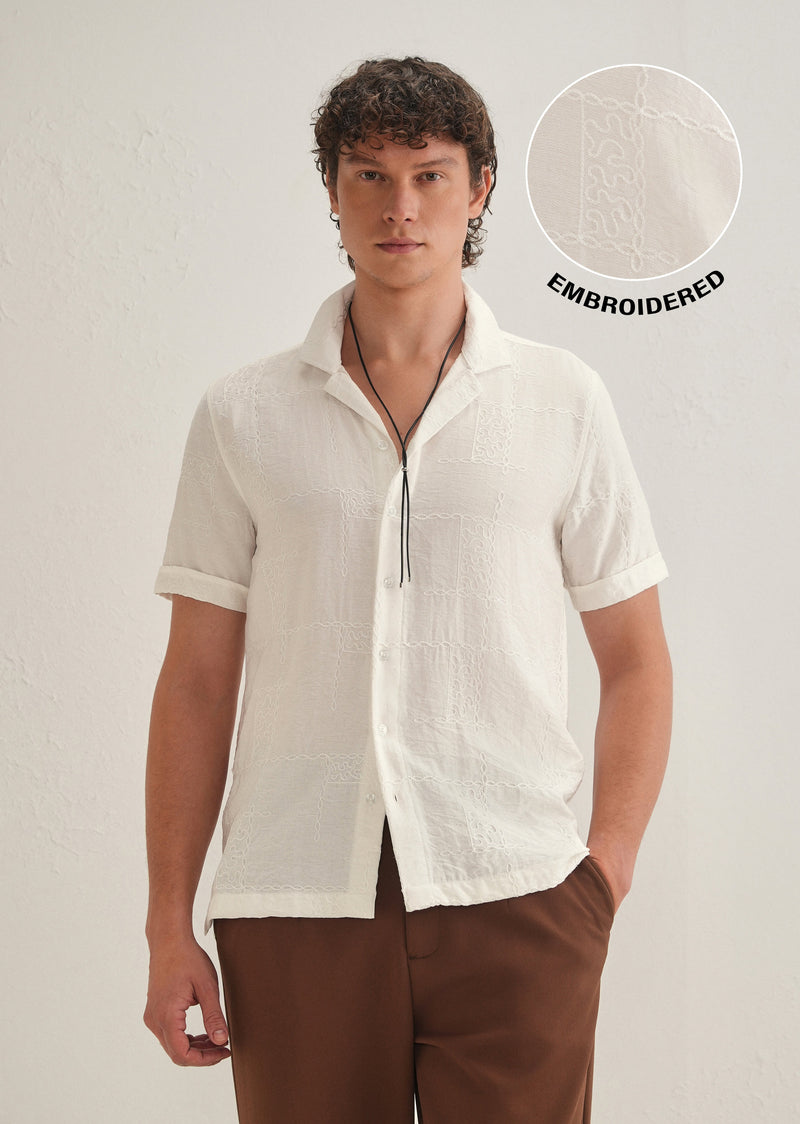 Cloud White Embroidery Shirt