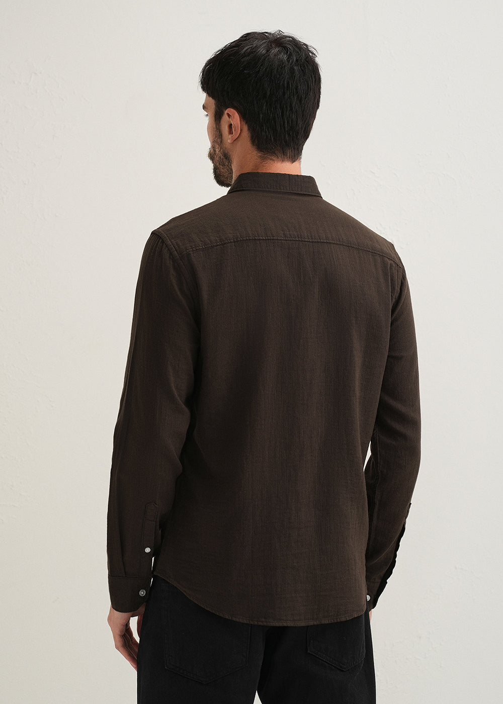 Coffee Brown Double Cloth Cotton Shirt
