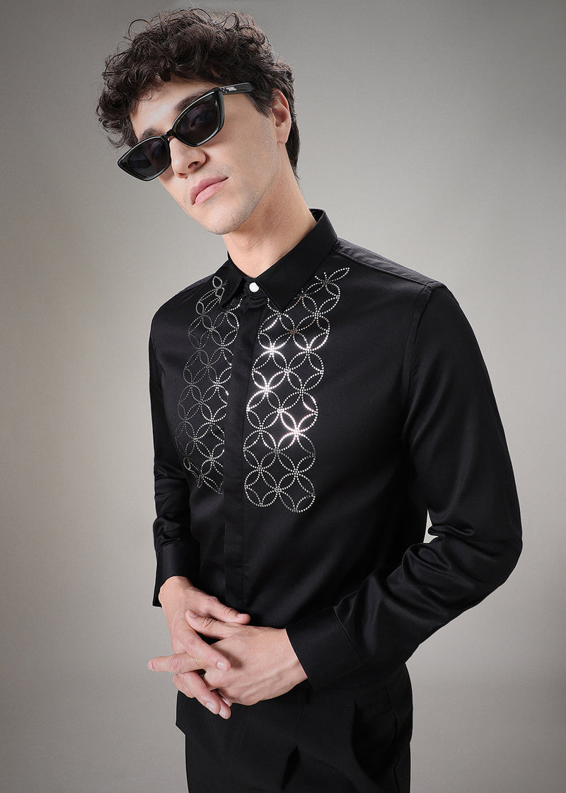 Concentric Black Designer Shirt