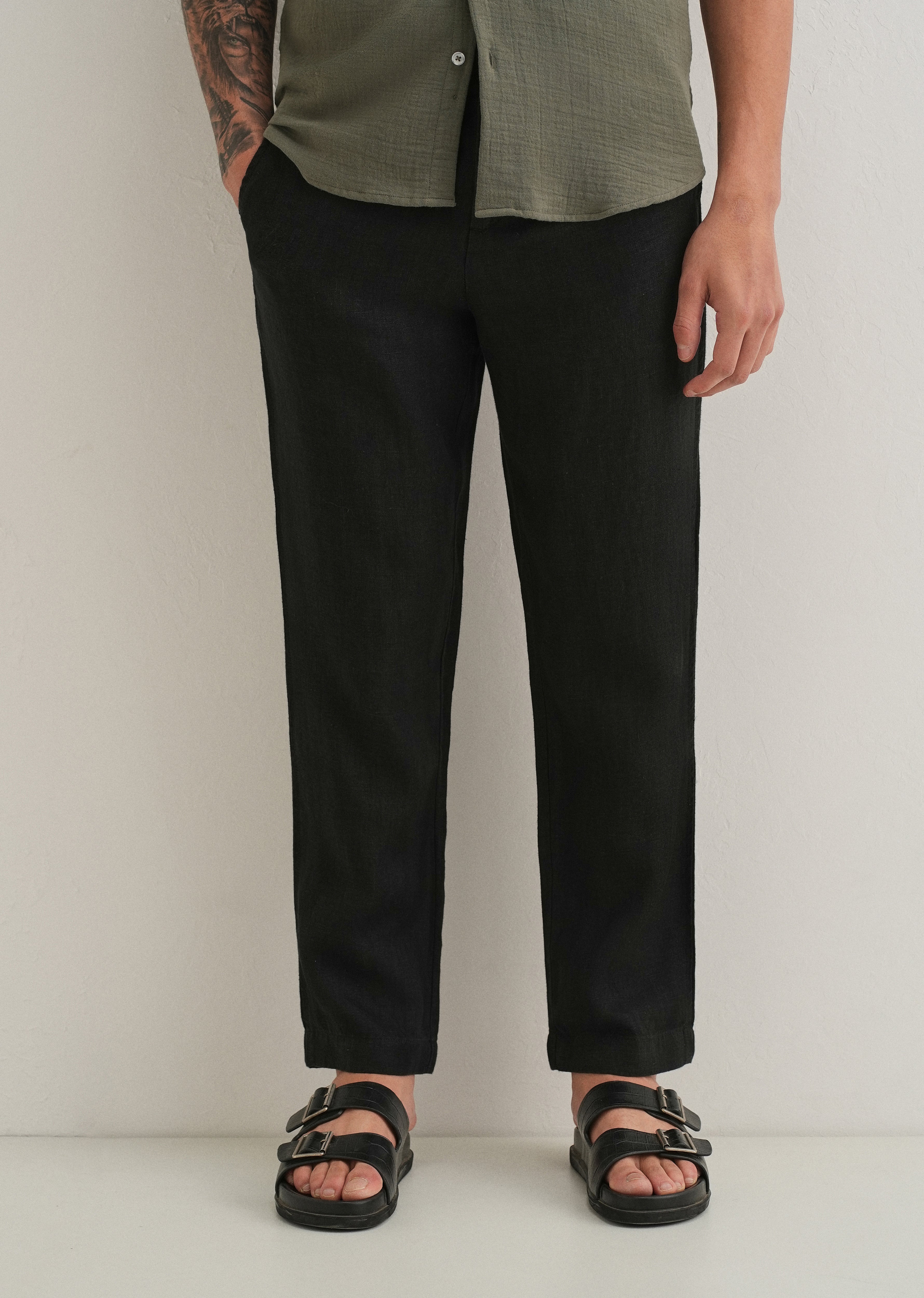 Cosmic Black Linen Pant