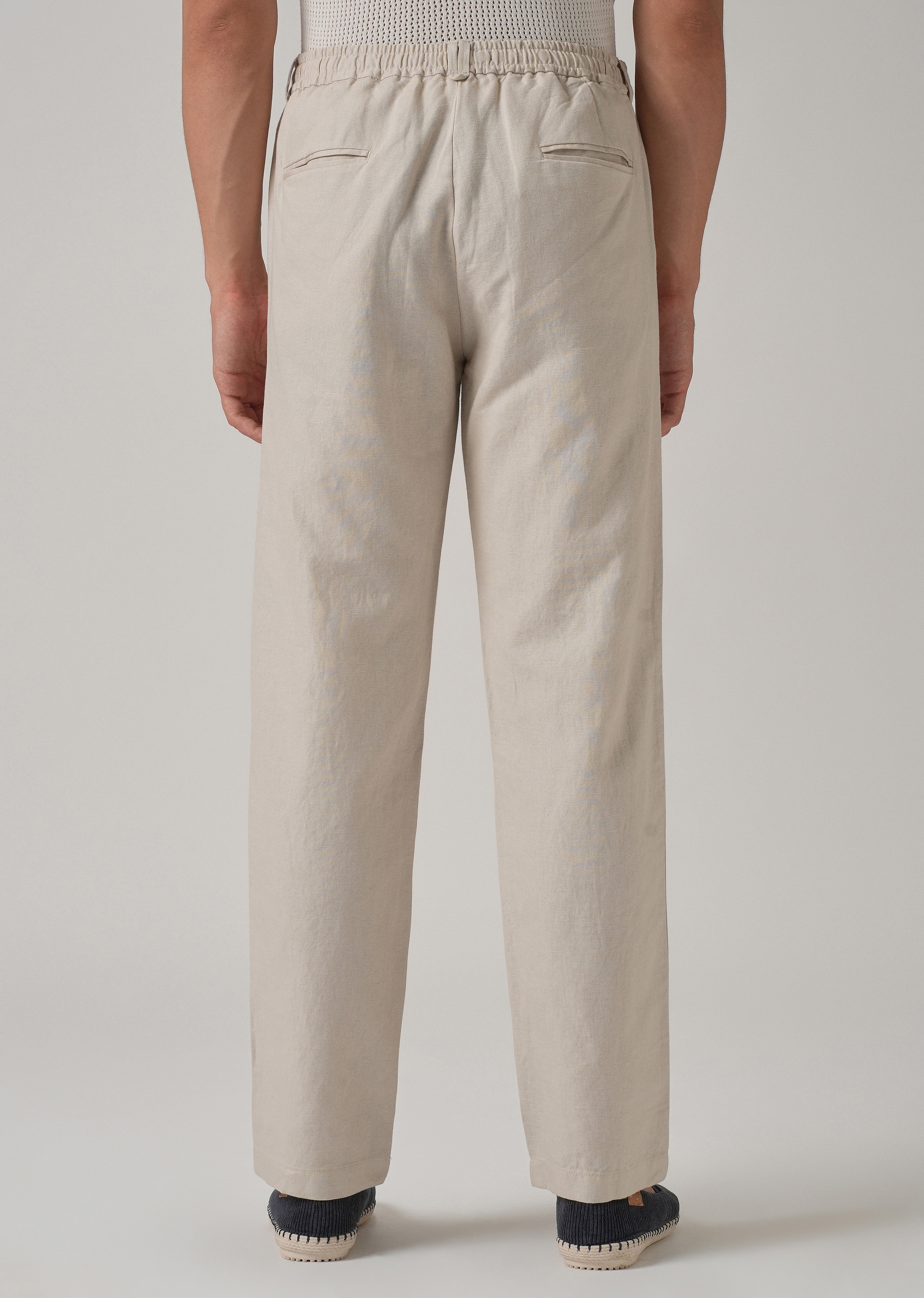 Cream Linen Relaxed Fit Trouser