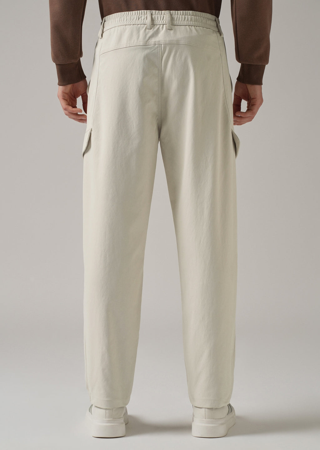 Cream Stone Wash Cargo Pants